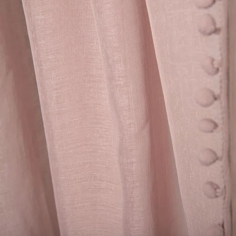 Firanka ADI z pomponikami brudny róż 140x250 cm