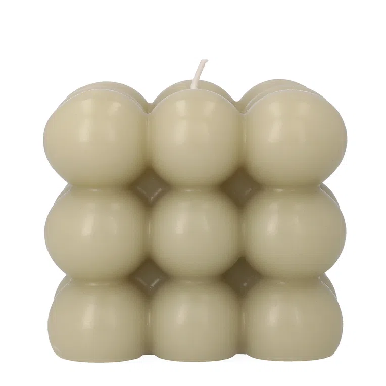 Świeca BUBBLE beżowa 10x10x10 cm