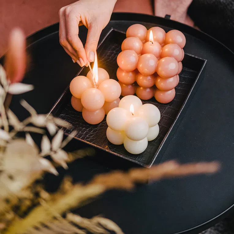 Świeca BUBBLE ecru 6x6x6 cm