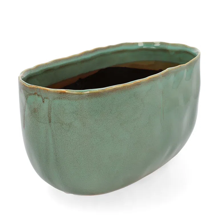 Osłonka RONA ceramiczna zielona 24x15x12.5 cm