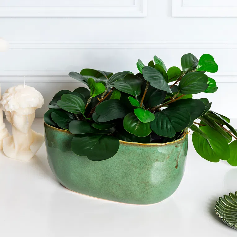 Osłonka RONA ceramiczna zielona 24x15x12.5 cm