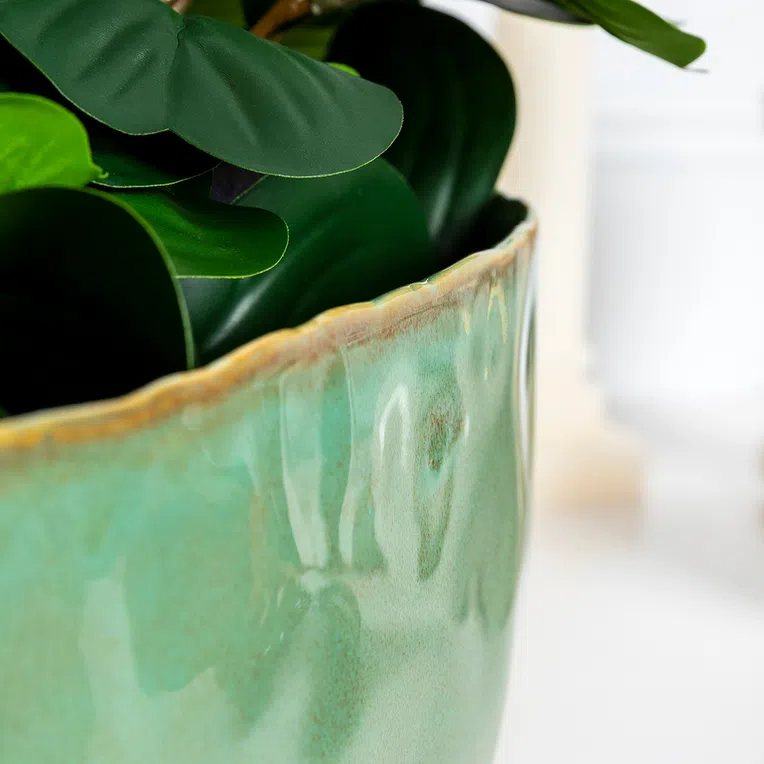 Osłonka RONA ceramiczna zielona 24x15x12.5 cm