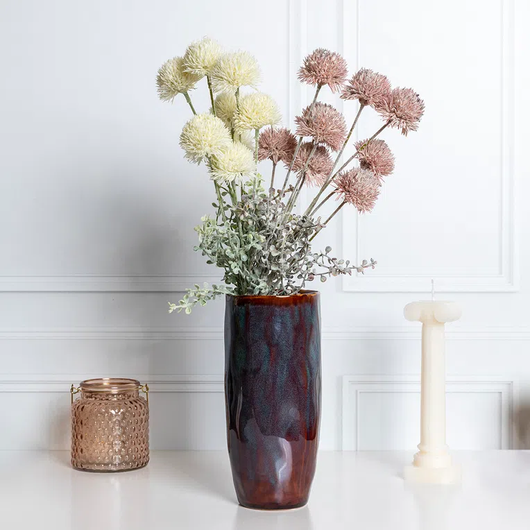 Wazon RONA ceramiczny brązowy 10x10x24 cm