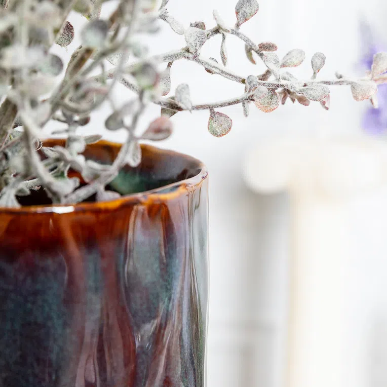 Wazon RONA ceramiczny brązowy 10x10x24 cm