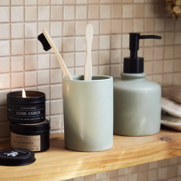 Kubek łazienkowy DRILLO pistacjowy 7,5x7,5x10,5 cm