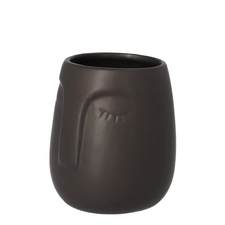 Kubek łazienkowy FACE czarny 8,5x10 cm