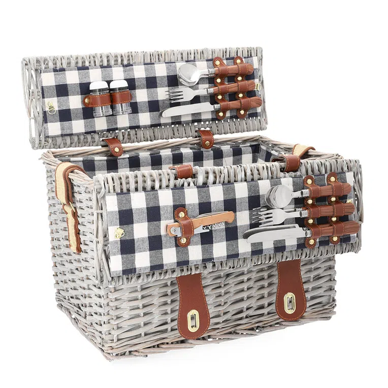 Kosz piknikowy ORLANDO szary dla 4 osób 46x31x30 cm