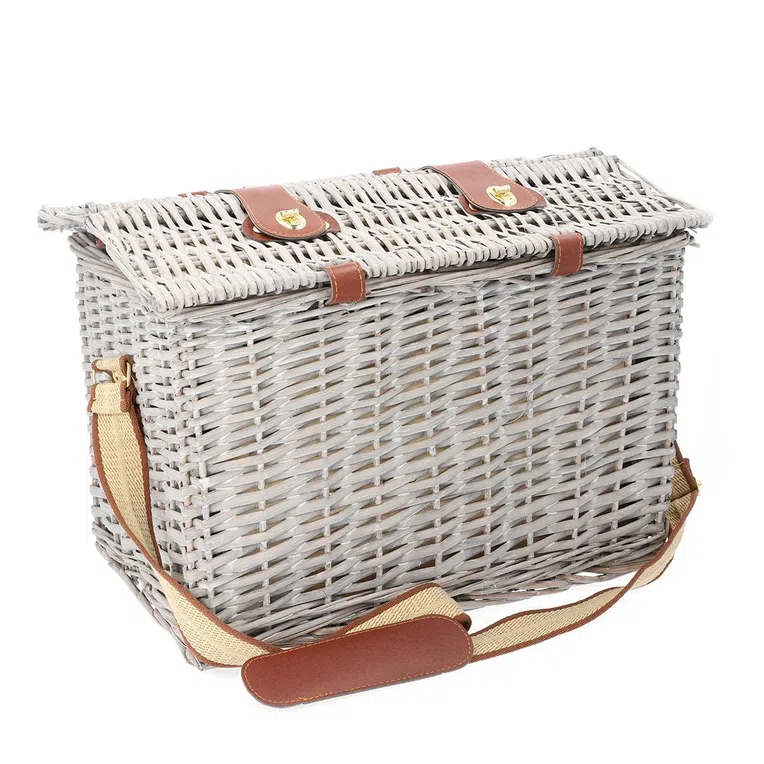 Kosz piknikowy ORLANDO szary dla 4 osób 46x31x30 cm