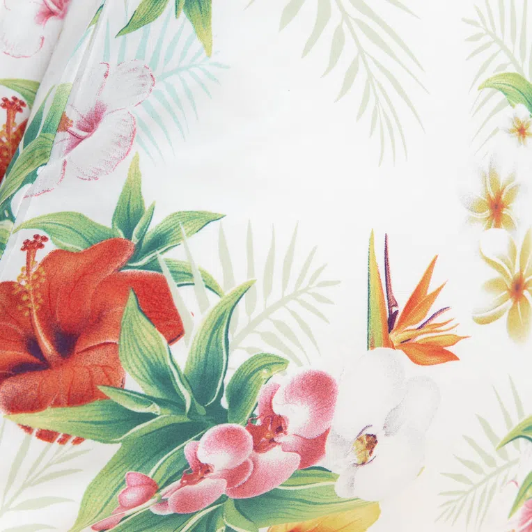 Pościel TROPICAL z mikrofibry biała z motywem kwiatowym 160x200 cm