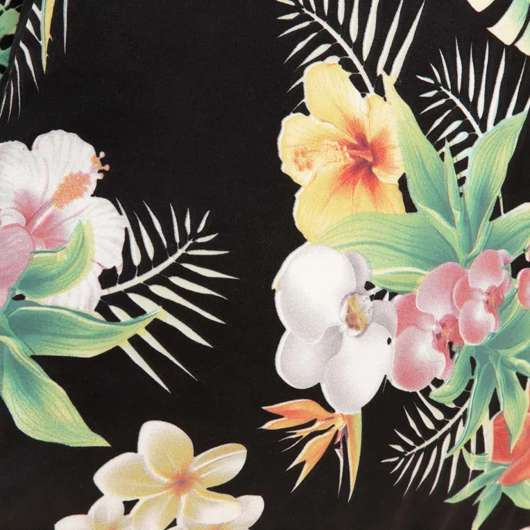 Pościel TROPICAL z mikrofibry czarna z motywem kwiatowym 200x220 cm