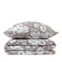 Pościel GRACIA z mikrofibry szara w białe kwiaty 160x200 cm
