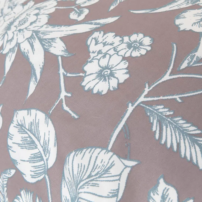 Pościel GRACIA z mikrofibry szara w białe kwiaty 160x200 cm