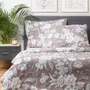 Pościel GRACIA z mikrofibry szara w białe kwiaty 200x220 cm