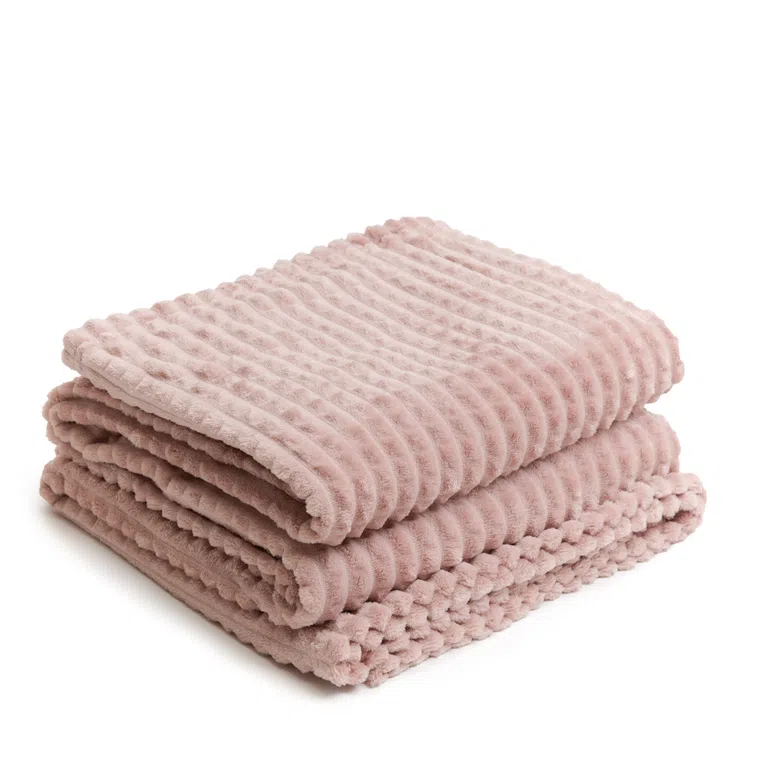 Koc GOFER z wytłoczeniami brudny róż 150x200 cm