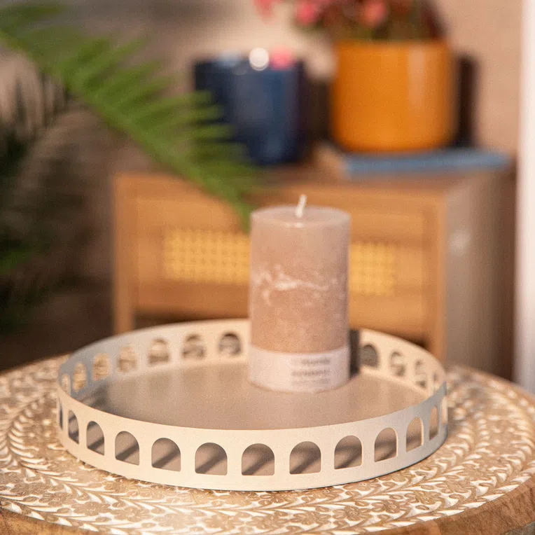 Taca ZIKO metalowa beżowa 25x3,5 cm