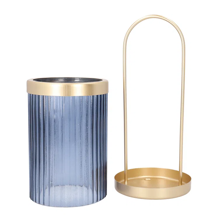 Lampion TELDO z granatowym szkłem 12x26,2 cm