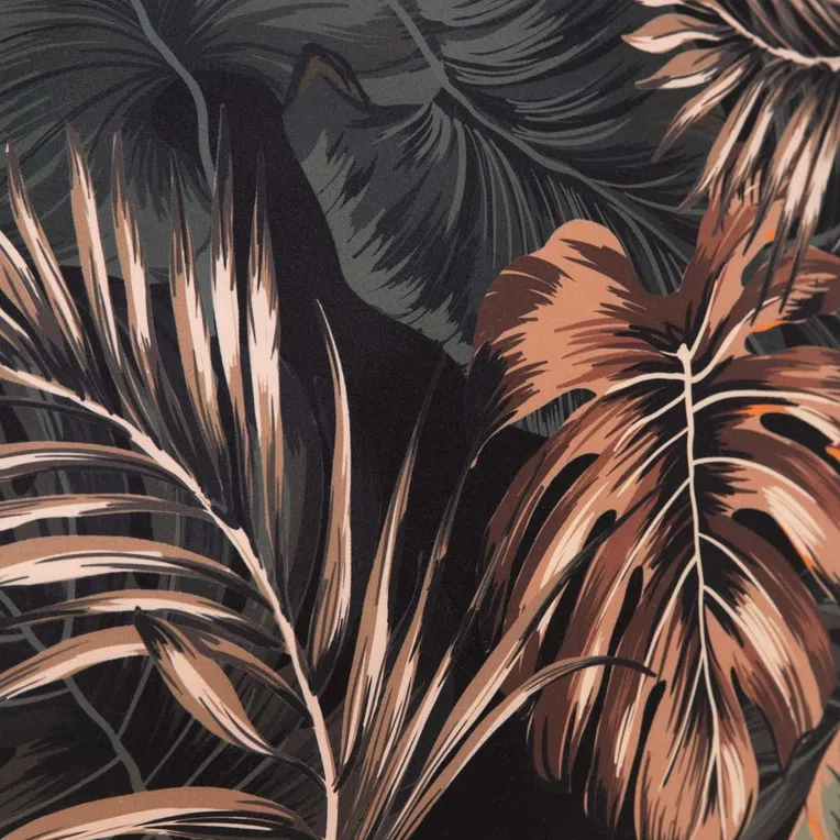 Pościel FONCE z mikrofibry czarna w liście 200x220 cm