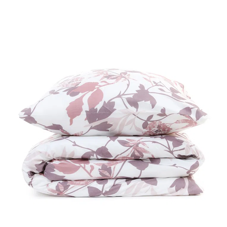 Pościel ROSA z mikrofibry różowa w liście 200x220 cm