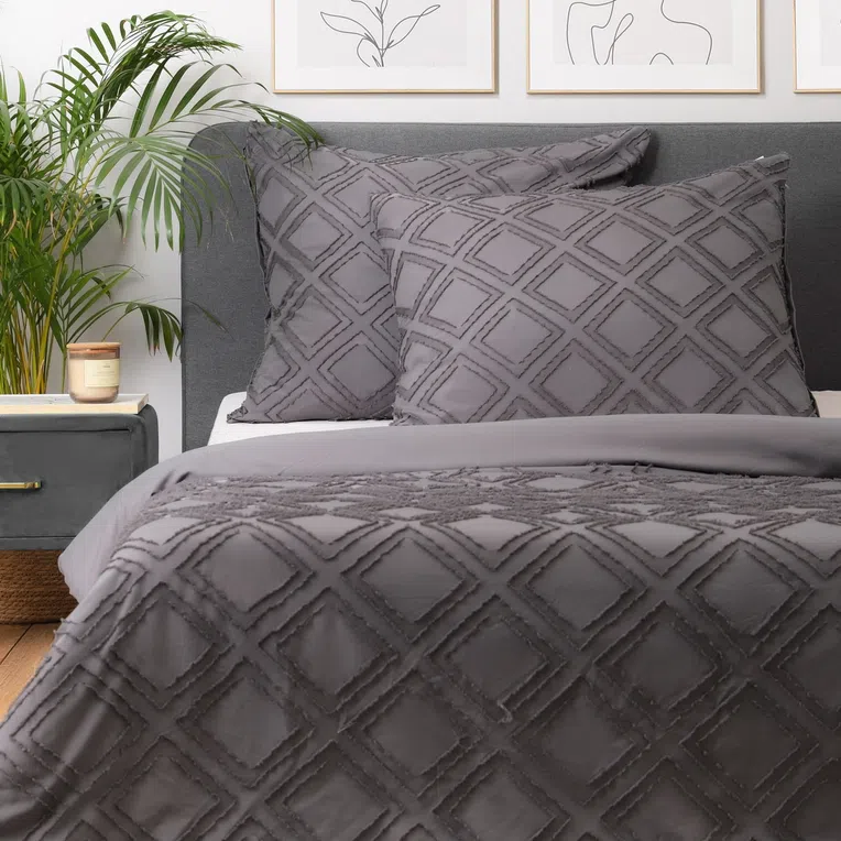 Pościel CARRE z mikrofibry szara 200x220 cm