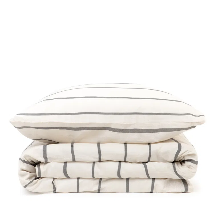 Pościel ARIS bawełniana beżowa w paski 160x200 cm