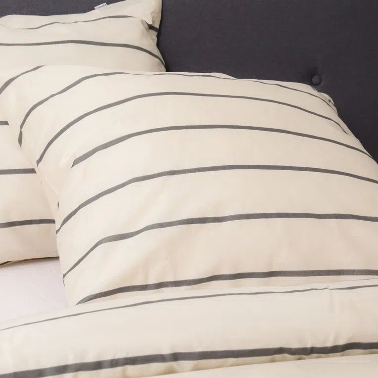 Pościel ARIS bawełniana beżowa w paski 160x200 cm