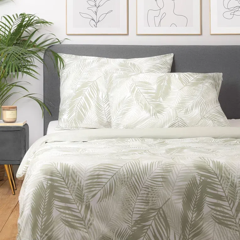 Pościel PAUME bawełniana oliwkowa 200x220 cm