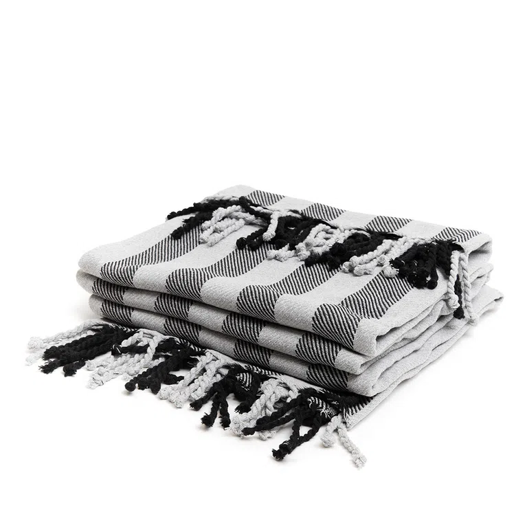 Narzuta ARRAN w paski czarno szara 200x220 cm