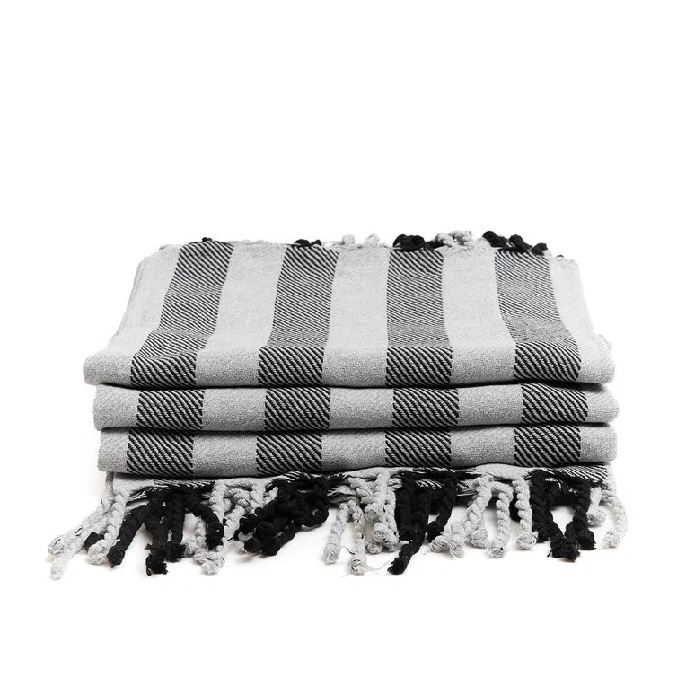 Narzuta ARRAN w paski czarno szara 200x220 cm