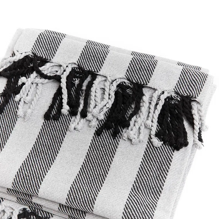 Narzuta ARRAN w paski czarno szara 200x220 cm