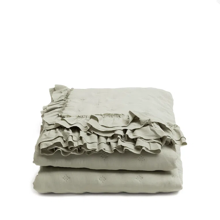 Narzuta TROSA z falbanką pistacja 220x240 cm