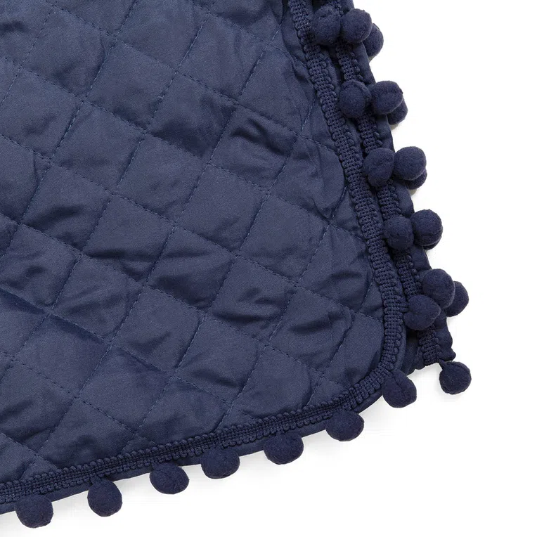Narzuta BRENDA z pomponami granatowa 200x220 cm