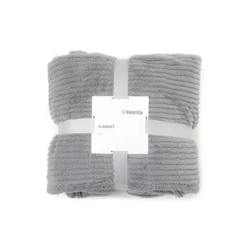 Koc FLEN z szerpą szary 150x200 cm