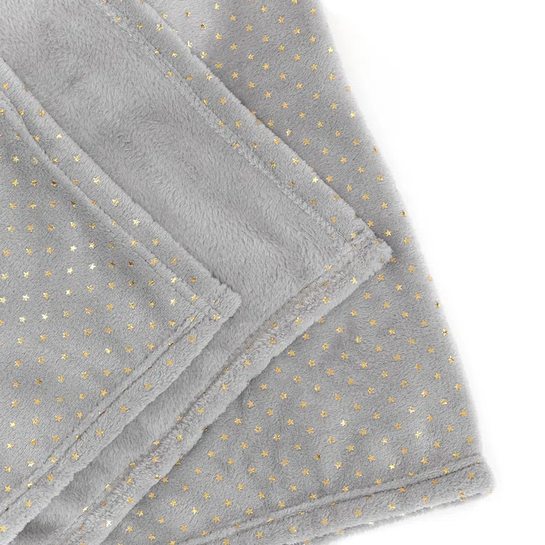Koc PARI w złote gwiazdki szary 130x170 cm