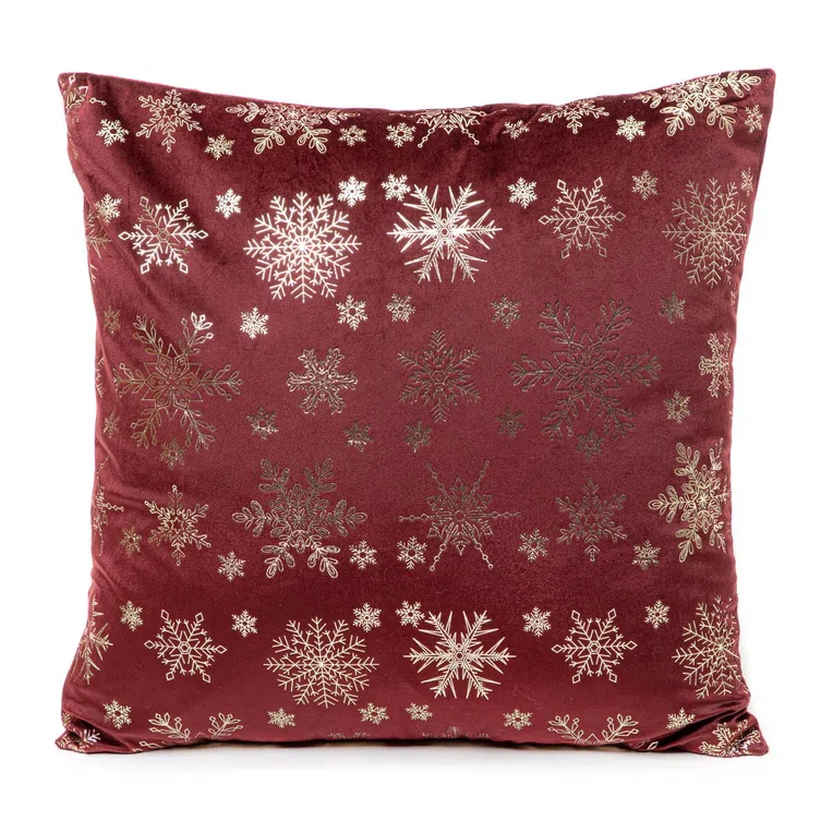 Poszewka TANESI w złote śnieżynki bordowa 45x45 cm