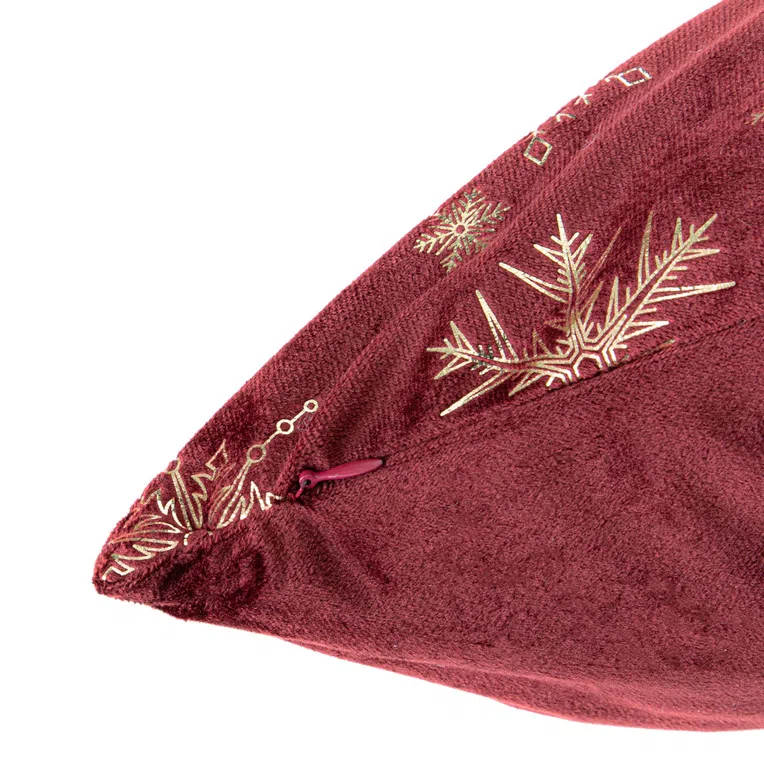 Poszewka TANESI w złote śnieżynki bordowa 45x45 cm