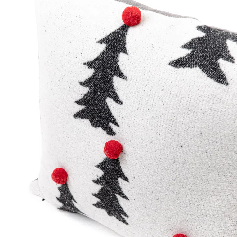 Poszewka BELLY w choinki i pompony szara 45x45 cm