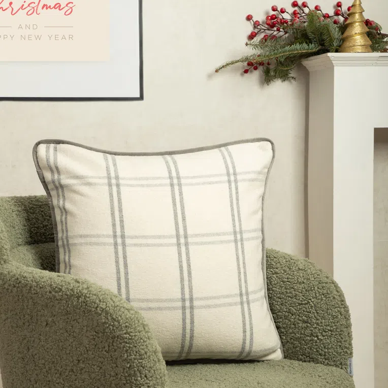 Poszewka BARD w kratę beżowa 45x45 cm