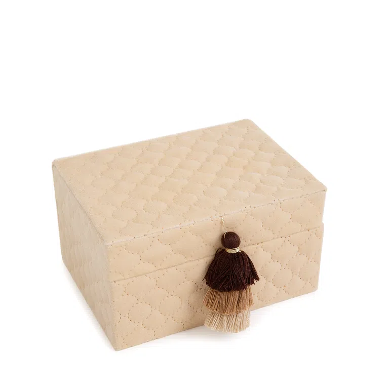 Szkatułka MELA welurowa beżowa 17,5x12,5x9,5 cm