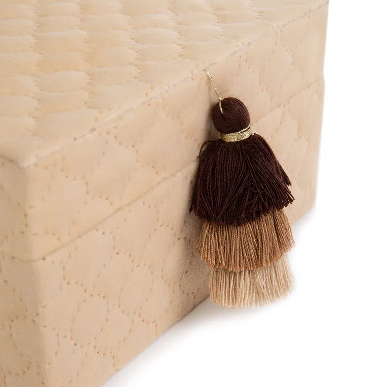 Szkatułka MELA welurowa beżowa 17,5x12,5x9,5 cm