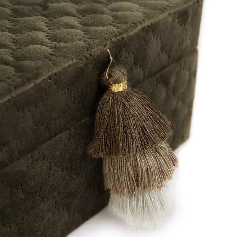 Szkatułka MELA welurowa ciemnozielona 17,5x12,5x9,5 cm