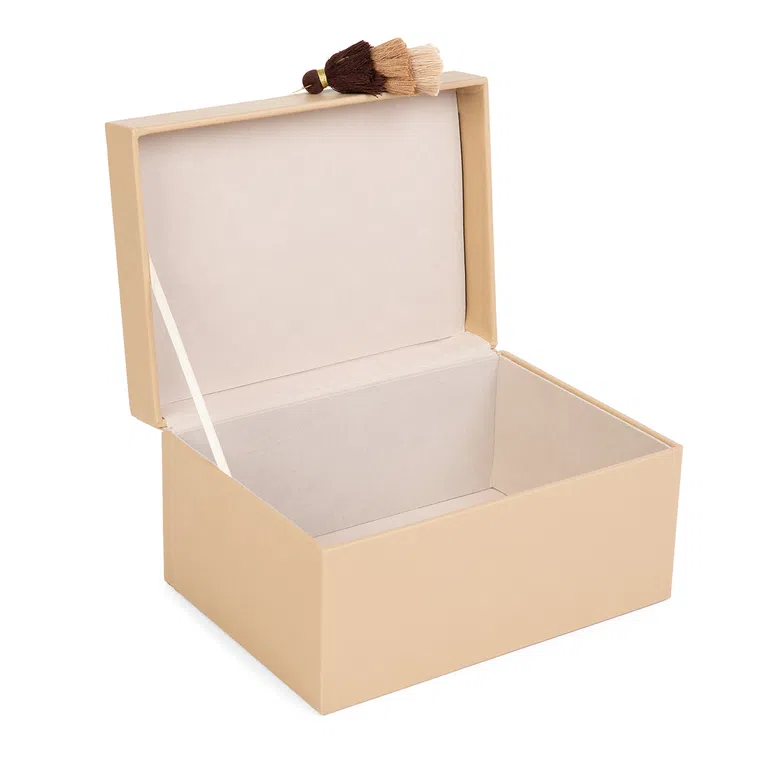 Szkatułka MELA z eko skóry taupe 23x16,5x12,5 cm