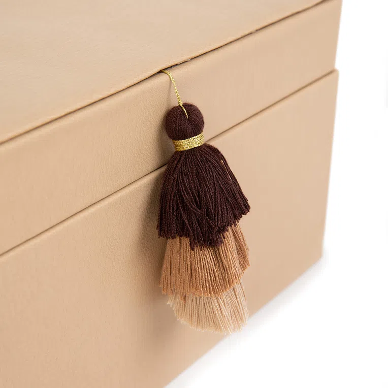 Szkatułka MELA z eko skóry taupe 23x16,5x12,5 cm