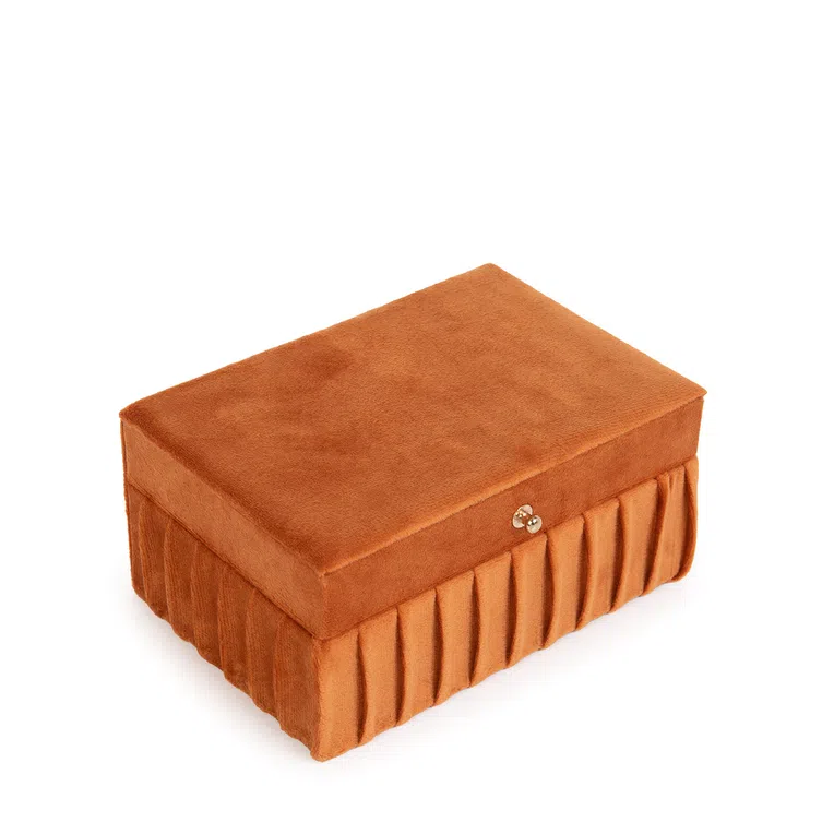 Szkatułka FALLON welurowa ruda 17,5x12x8 cm