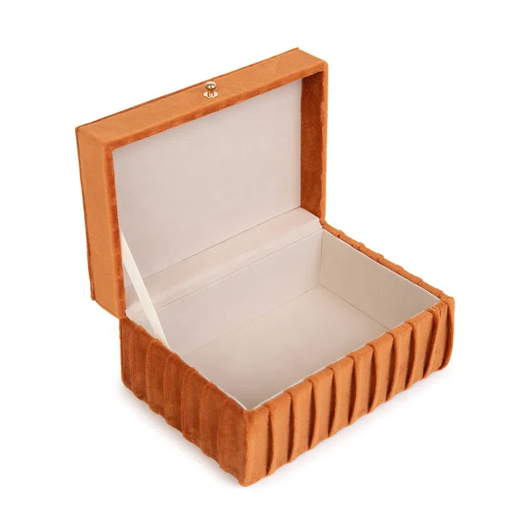 Szkatułka FALLON welurowa ruda 17,5x12x8 cm