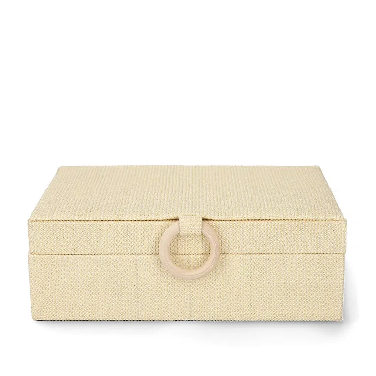 Szkatułka DELIA z plecionką beżowa 25x16x8,5 cm