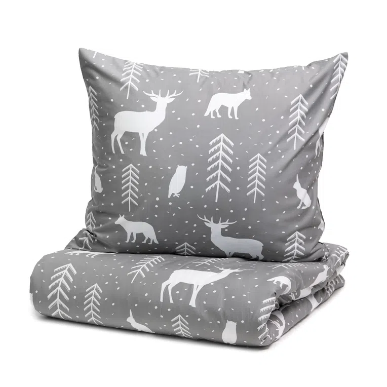 Pościel RENO z mikrofibry w renifery 160x200 cm