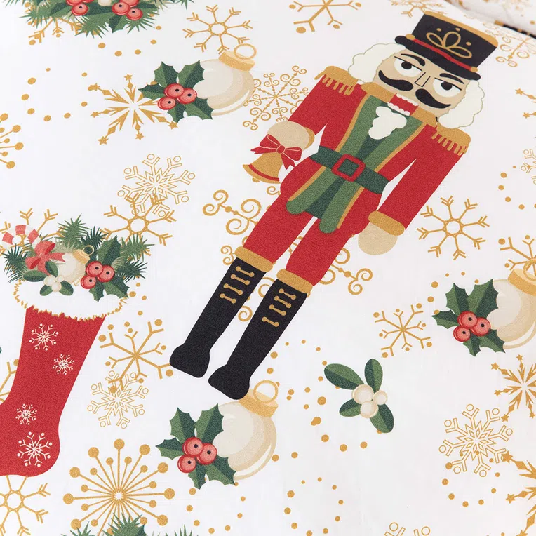 Pościel NUTCRACKER z mikrofibry z motywem świątecznym 160x200 cm