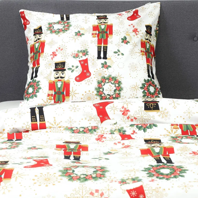Pościel NUTCRACKER z mikrofibry z motywem świątecznym 160x200 cm