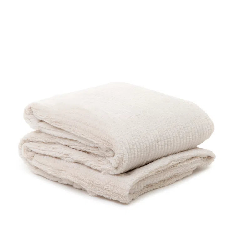 Koc FLEN z szerpą beżowy 150x200 cm