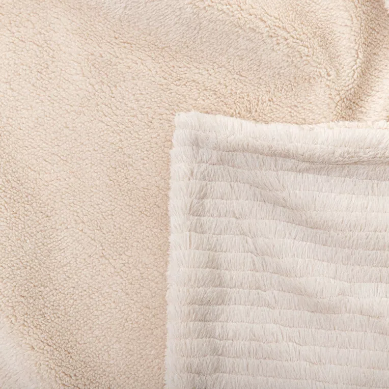 Koc FLEN z szerpą beżowy 150x200 cm